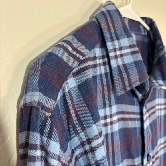UnTuckit Shirt Mens Large Blue Red Plaid Button Up Long Sleeve Cotton - Picture 2 of 4